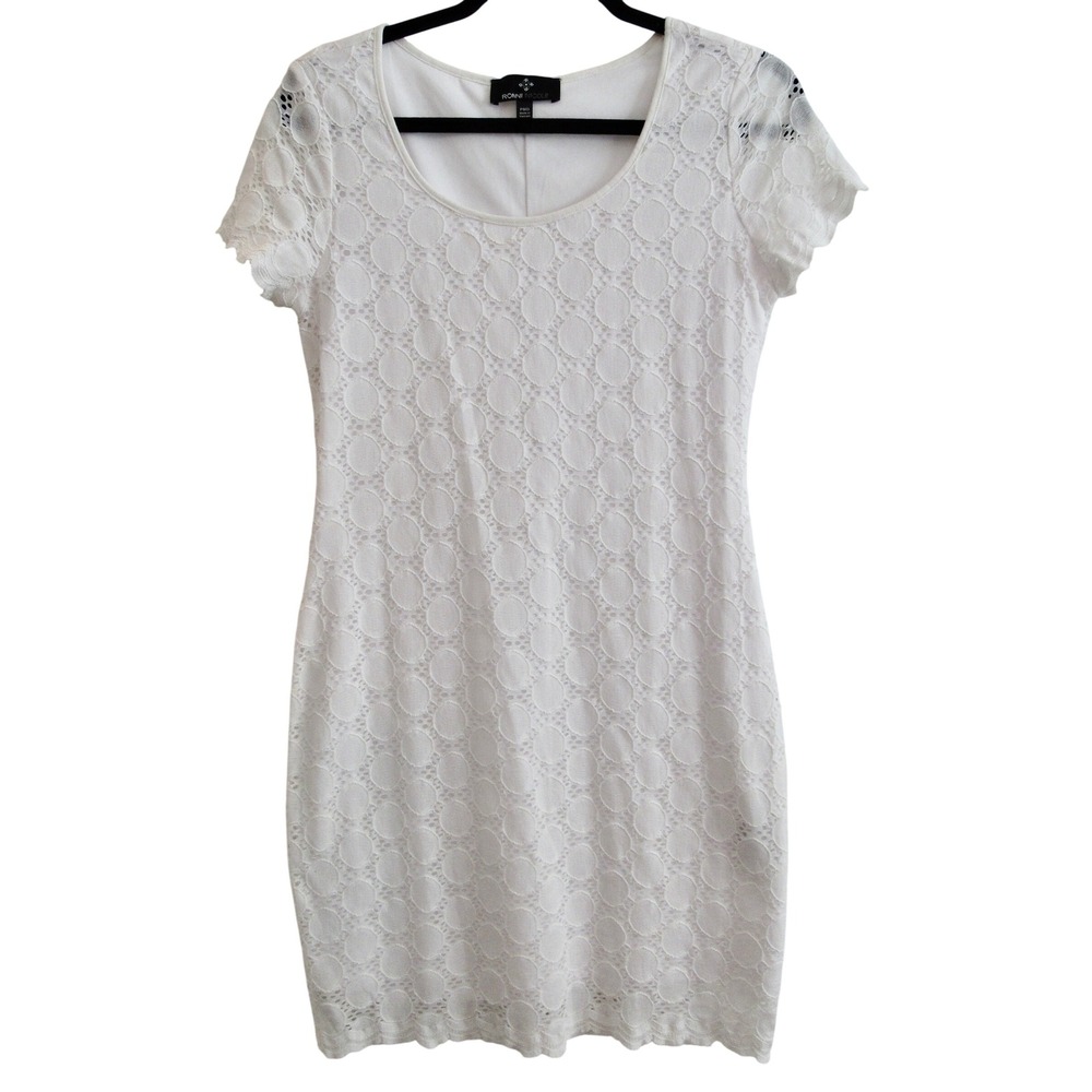 Ronni Nicole Womens White Lace Geometric Sheath Dress PM Petite M‎ Graduation